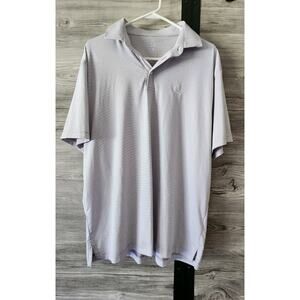 Rhoback Polo Shirt Men Large Gray White Striped Short Sleeve Performance Stretch